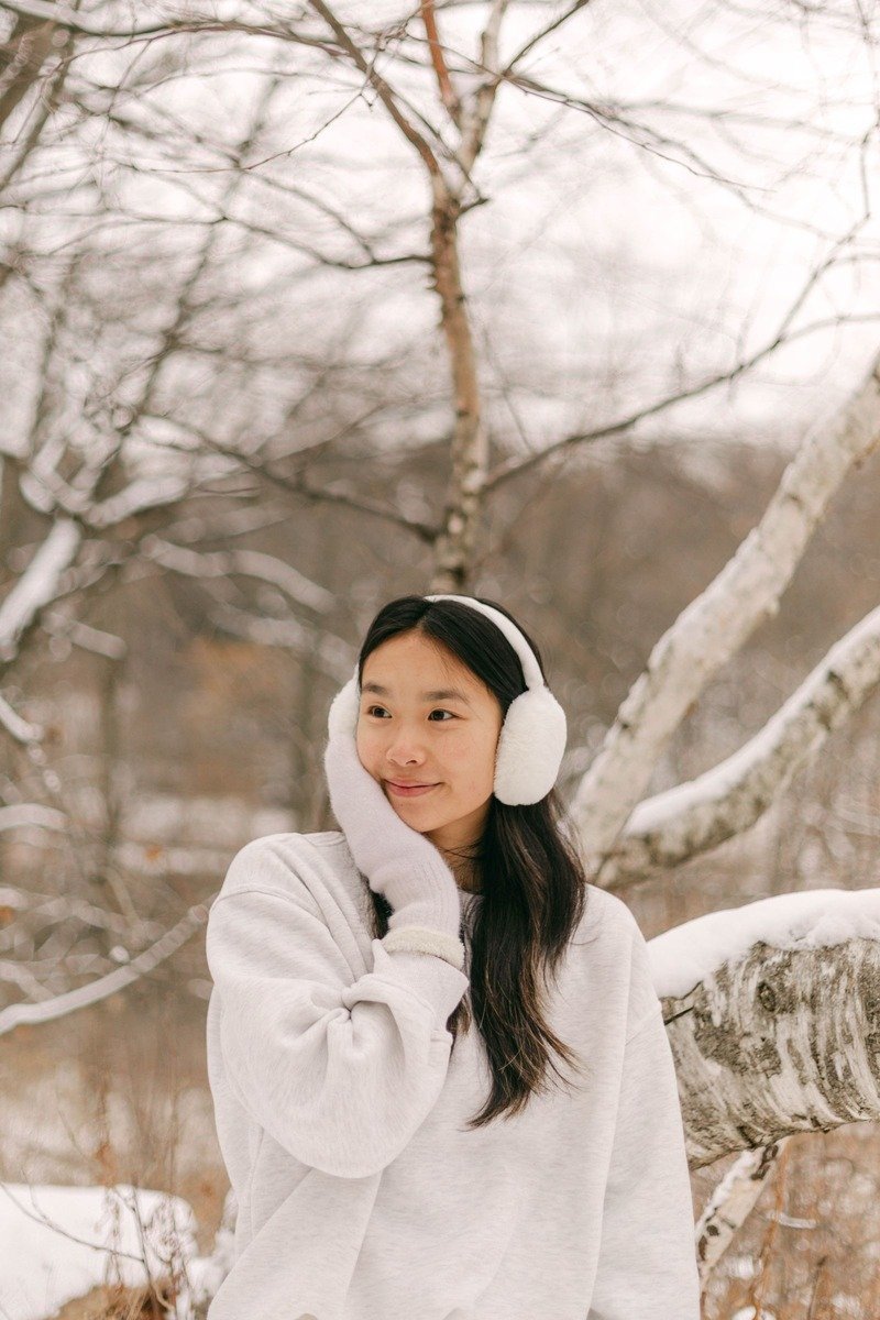 Faux fur earmuffs on a woman