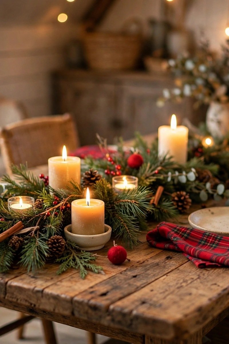 rustic farmhouse Christmas table decor