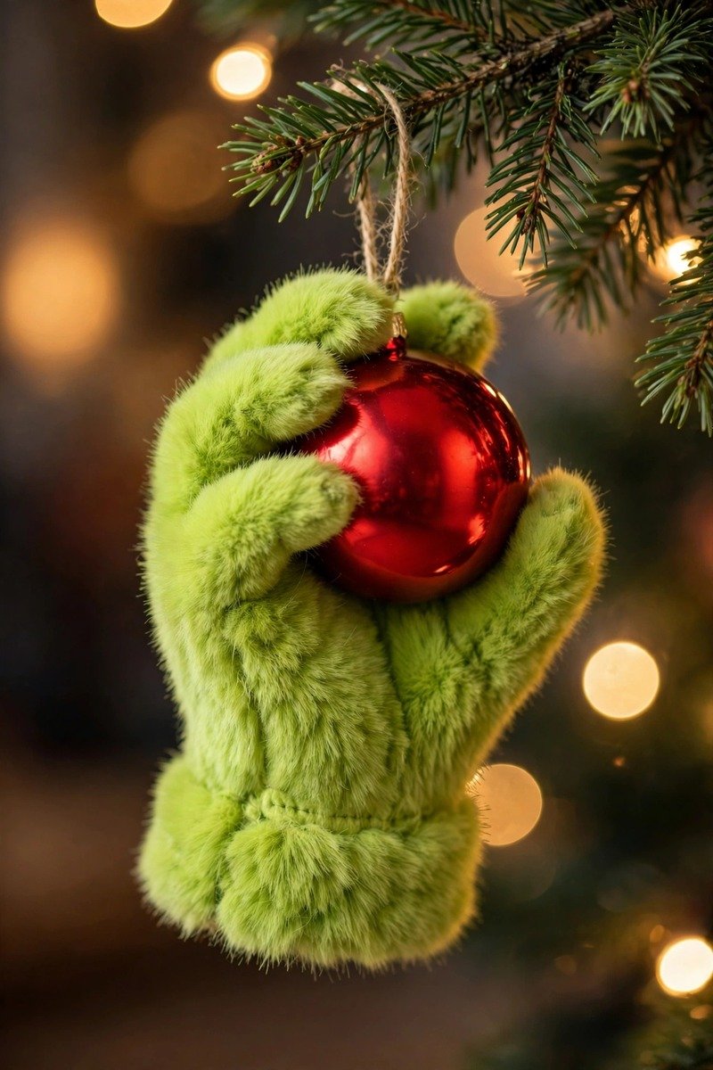 Front door covered with Grinch face door wrap decoration