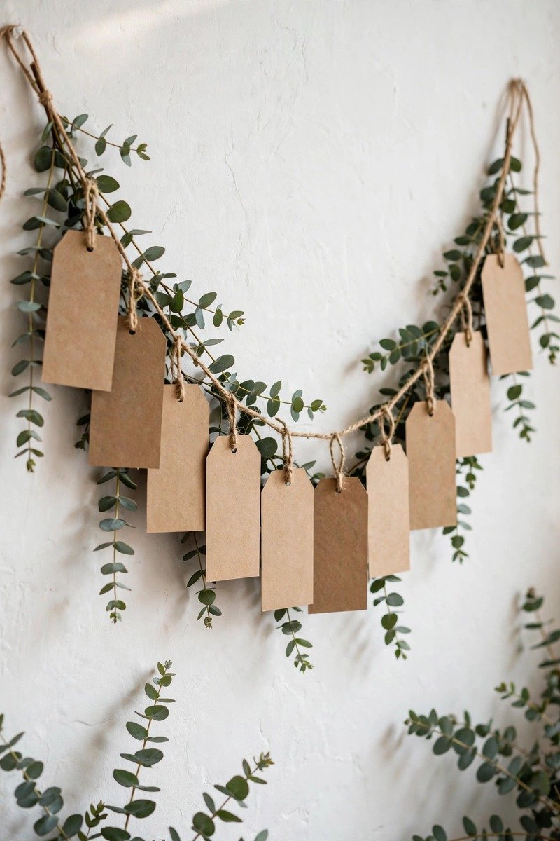 Garland of handwritten love note tags on twine