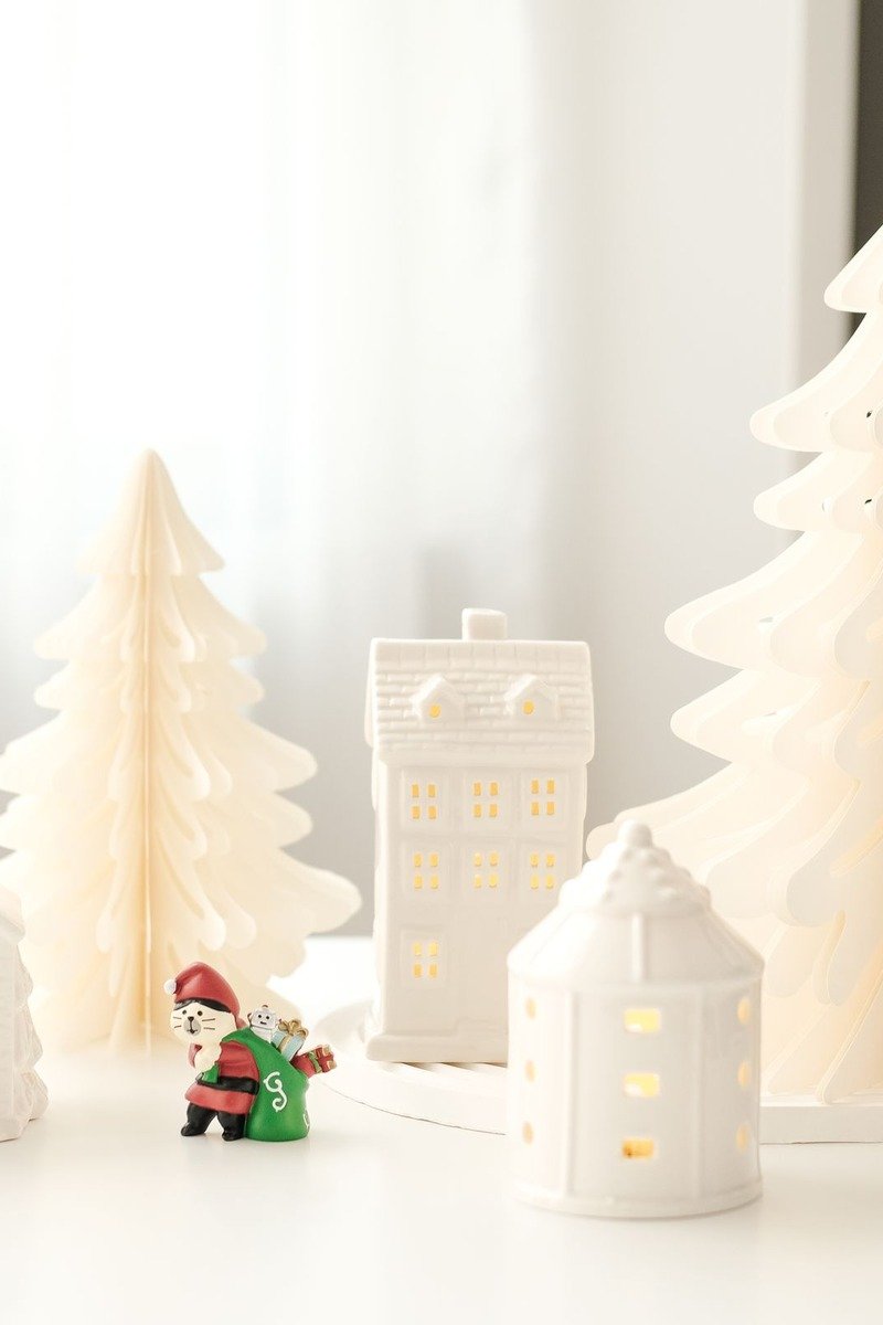 White paper trees and houses advent calendar