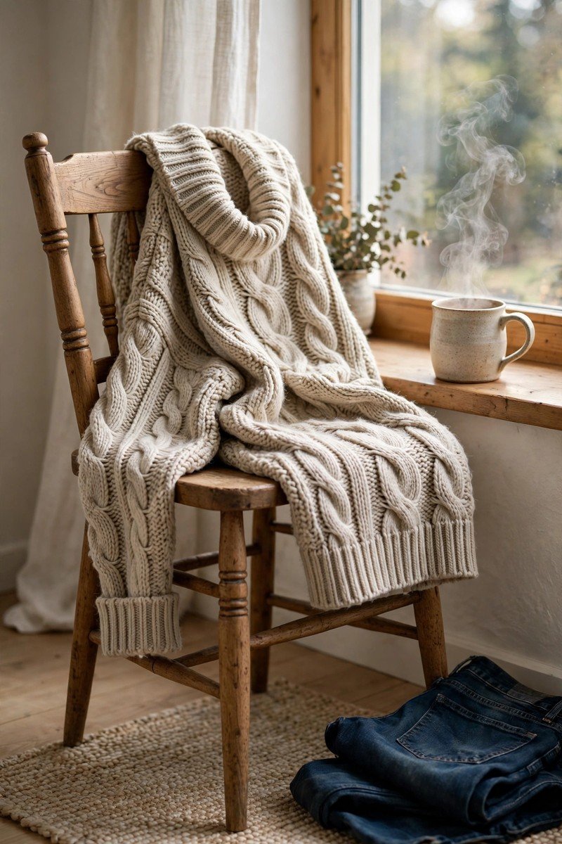Winter capsule wardrobe idea chunky sweater