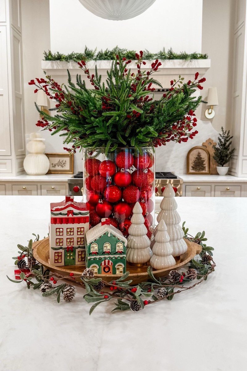 Christmas tray decor idea red and green