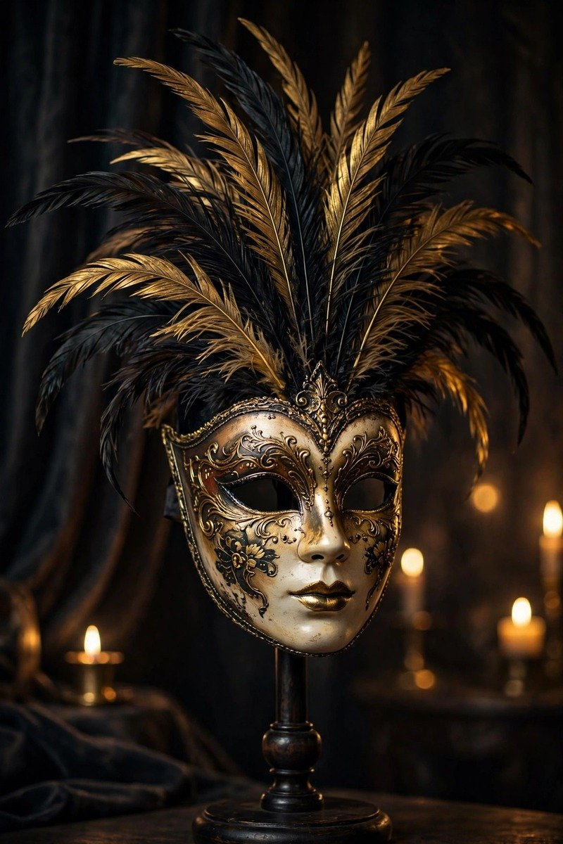 Masquerade mask headpiece with crystals attached to a headband