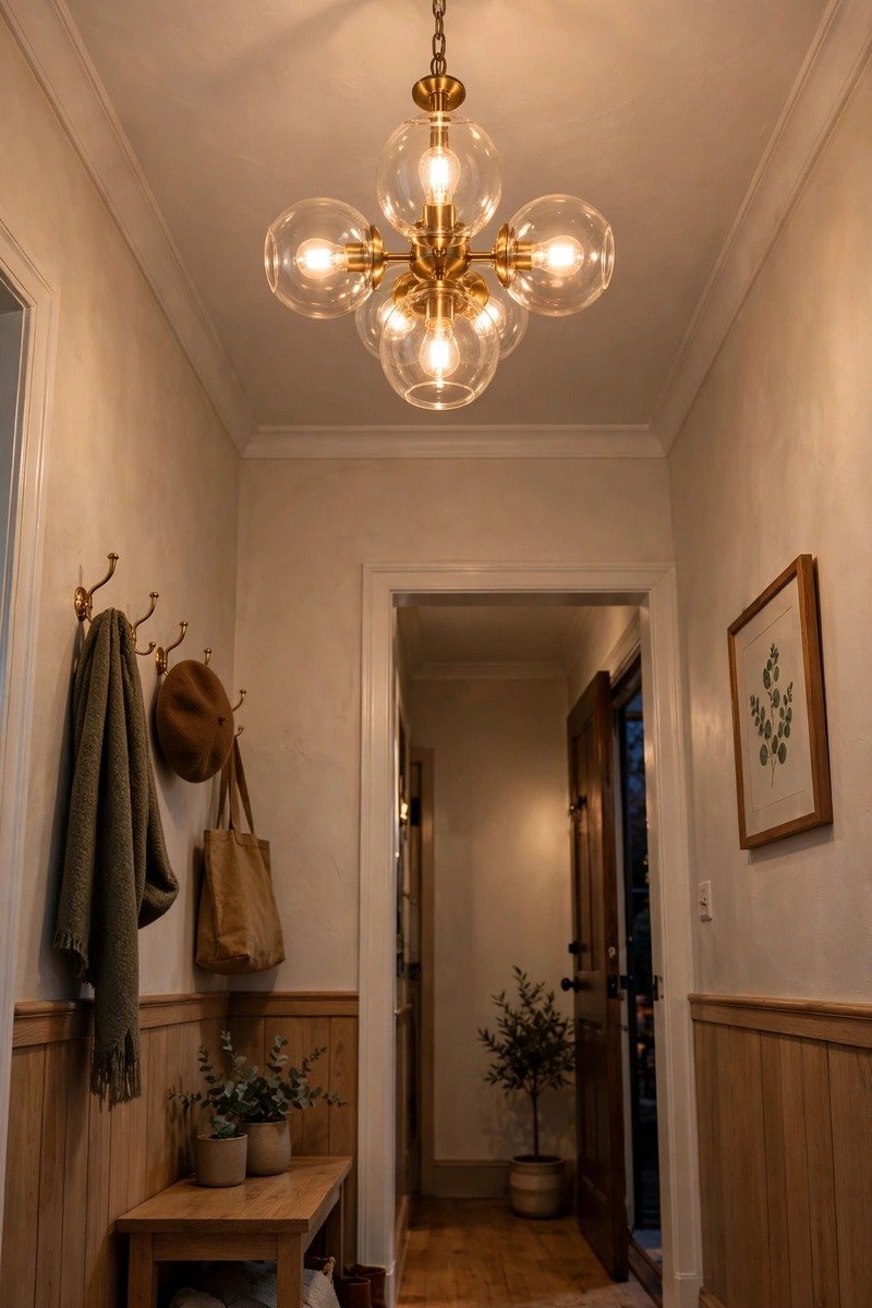 Ceiling light fixture in a small entryway