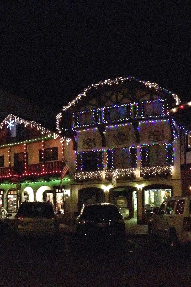Leavenworth Washington main street with Christmas lights