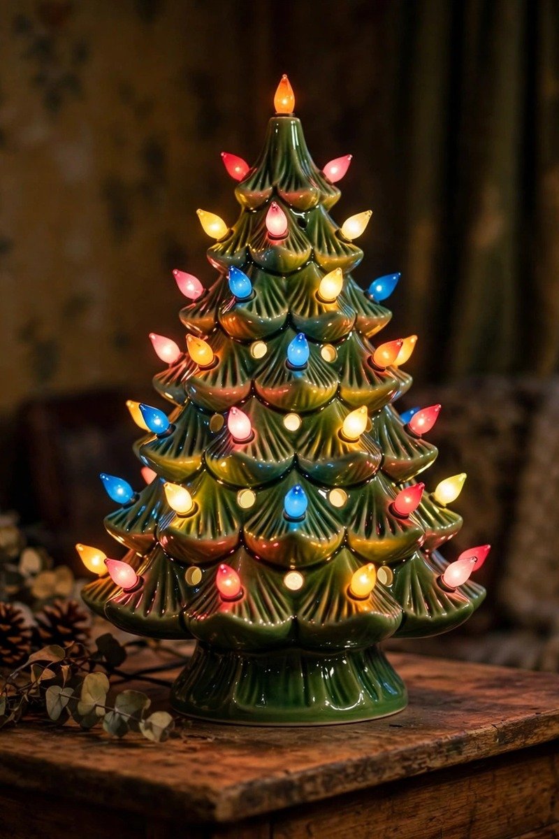 Vintage Christmas decorations ceramic tree