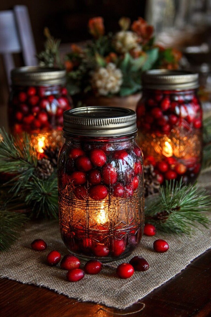 Christmas tray decor idea farmhouse mason jars