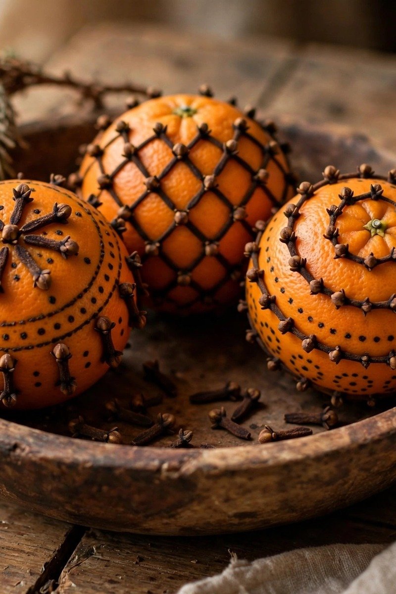 Yule crafts clove orange pomander