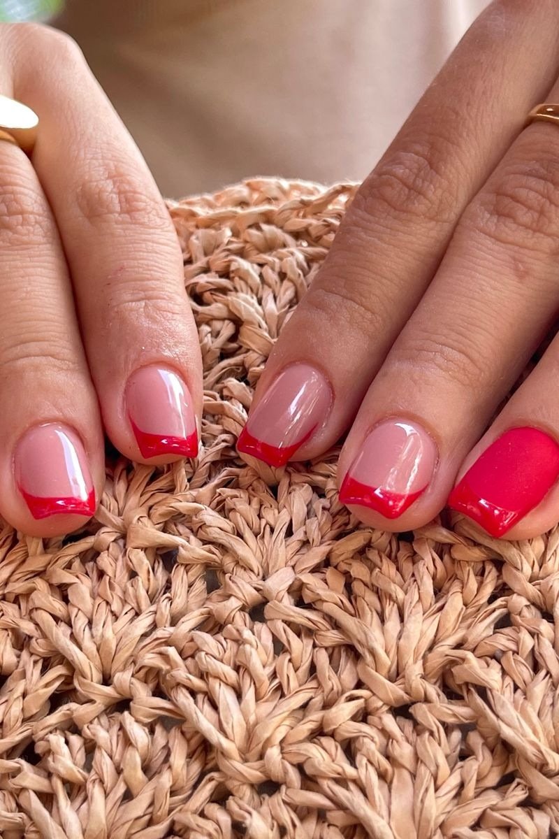 red French tip Christmas nail design