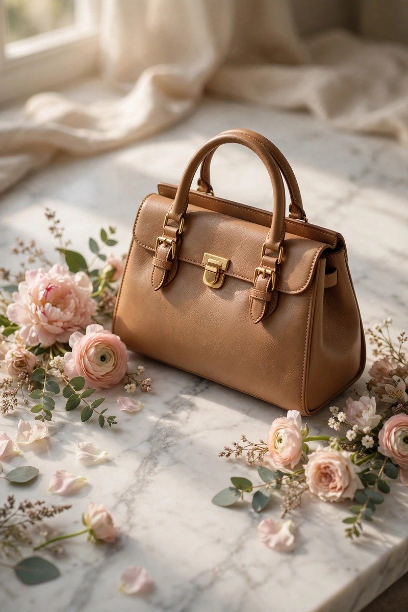 Tan leather handbag