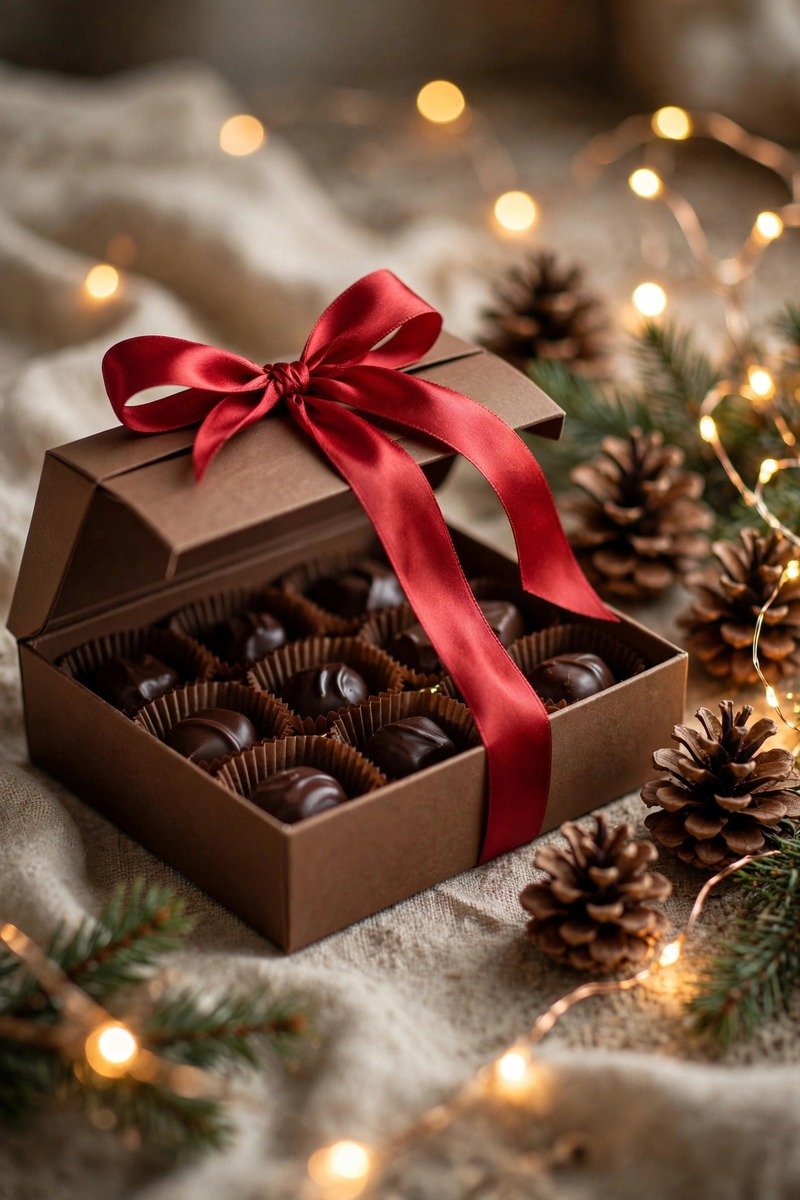 Chocolate gift box with bow