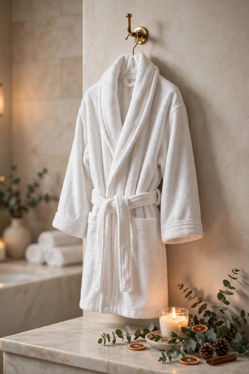 Bathrobe in plush white