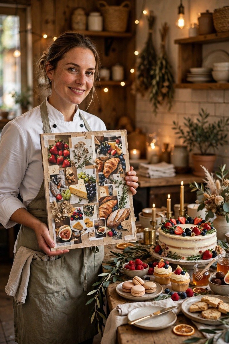 Appetizing foodie magazine birthday cover with dessert photo and playful culinary headlines