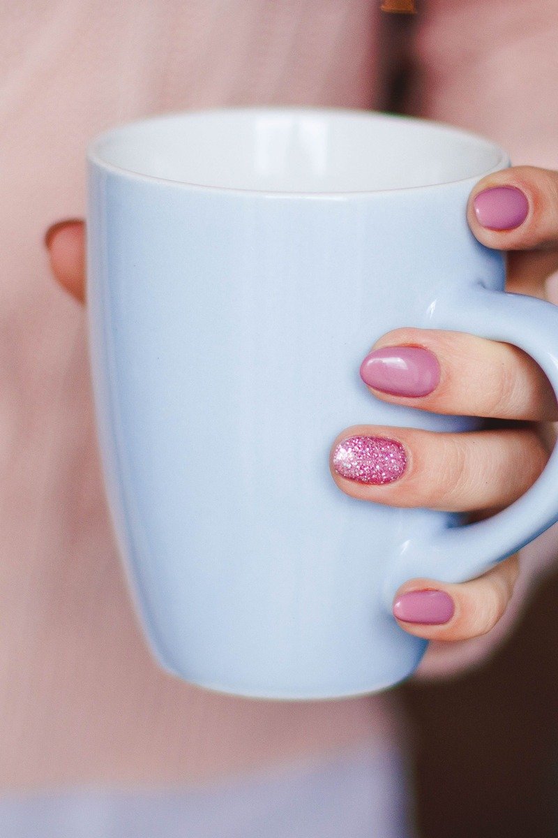 Soft blush pink manicure on short nails