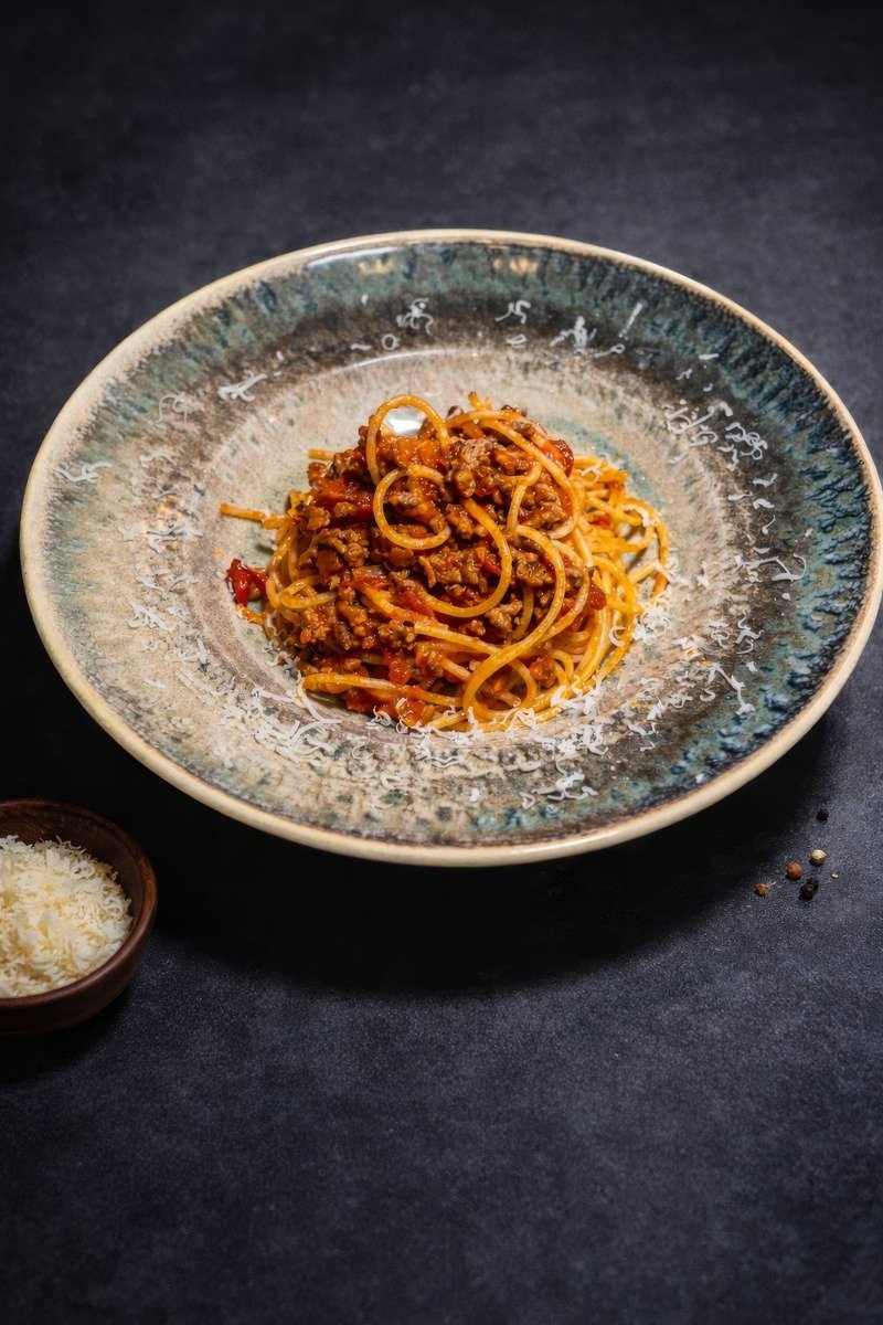 Spaghetti bolognese with parmesan