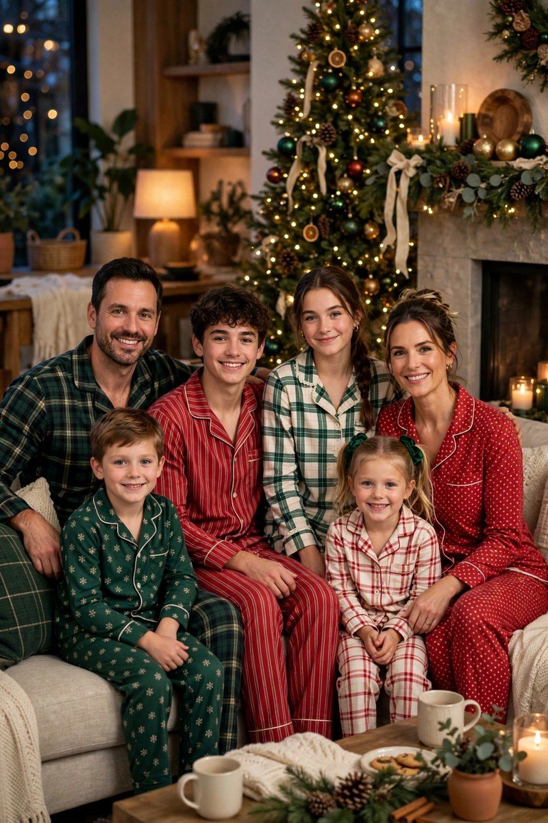 Christmas pajamas idea coordinating not identical