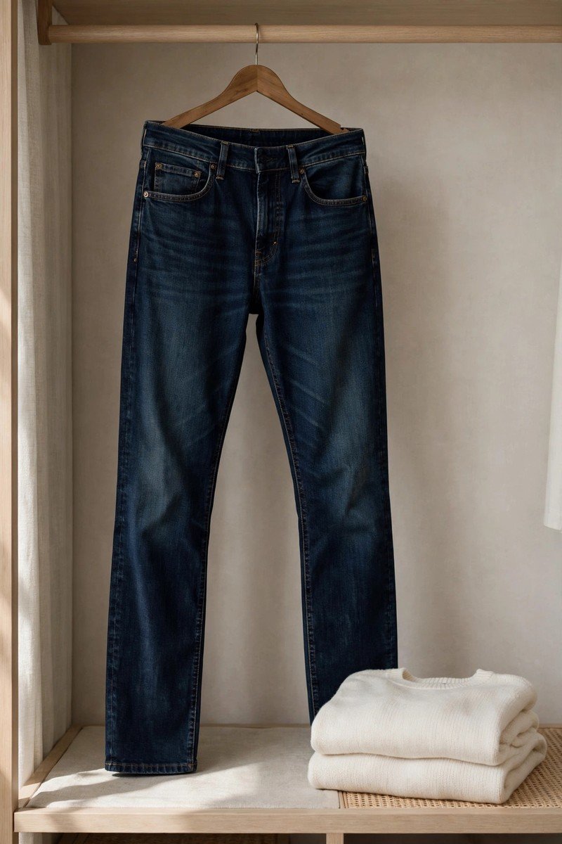 Minimalist wardrobe idea dark denim