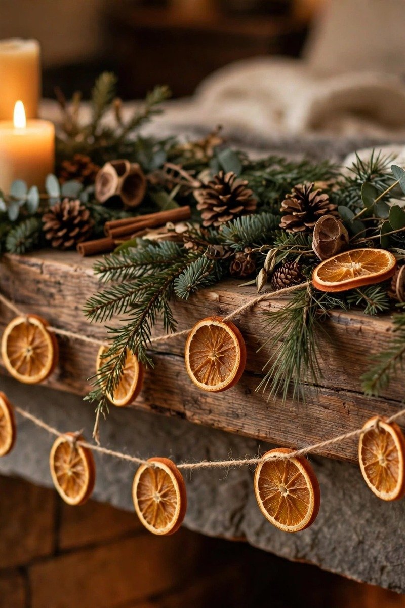 Yule crafts dried orange slice garland
