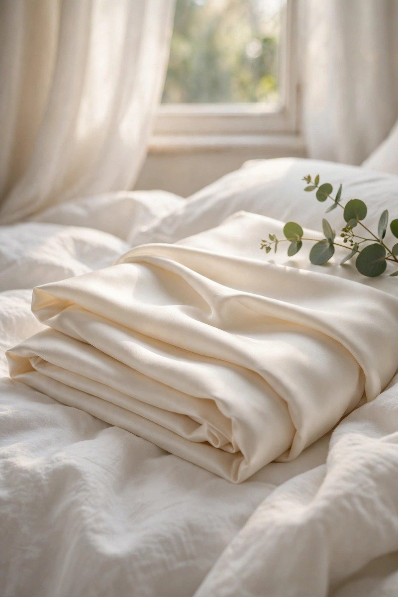 Silk pillowcase in ivory