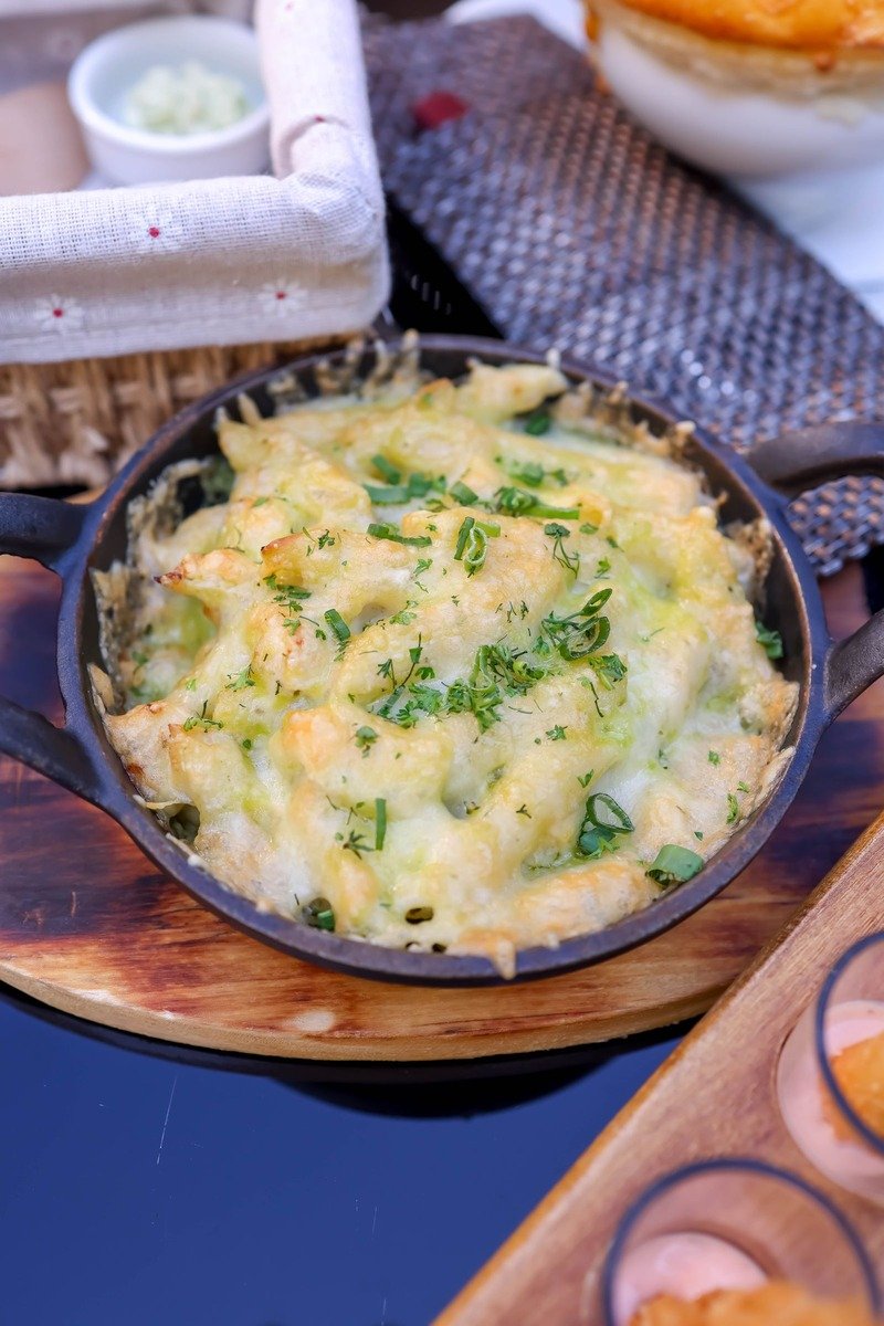 Homemade mac and cheese in a baking dish
