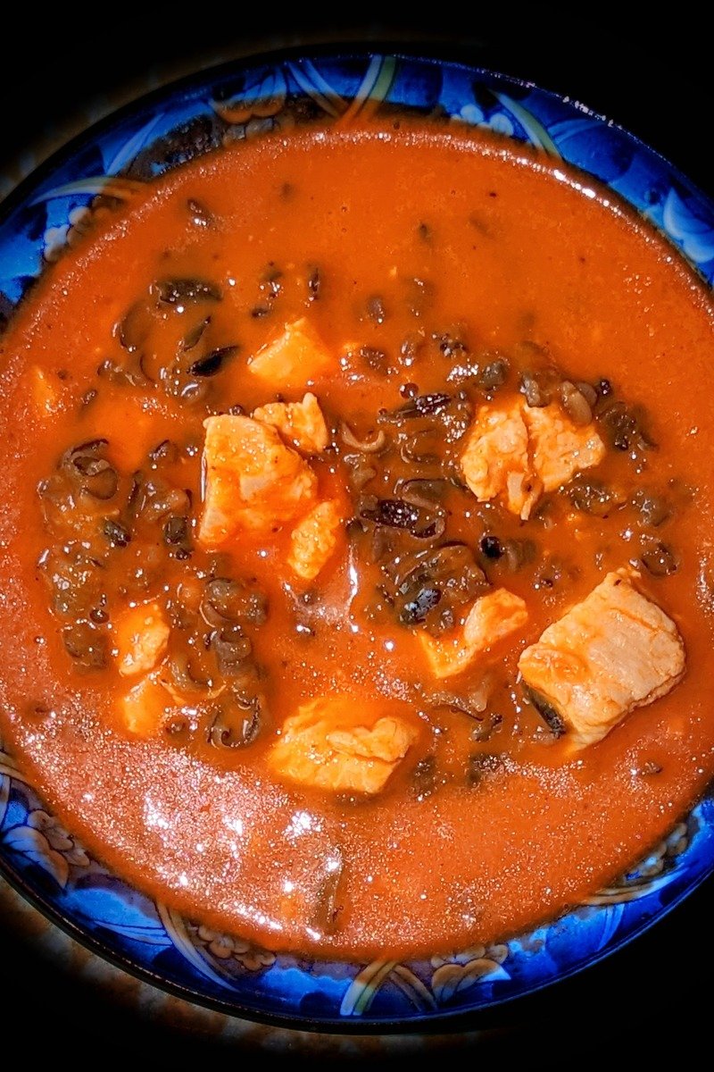 Chicken and wild rice soup in a slow cooker
