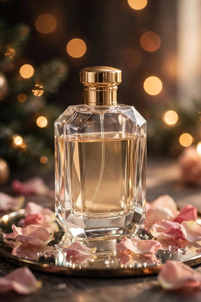 Perfume bottle, elegant faceted glass