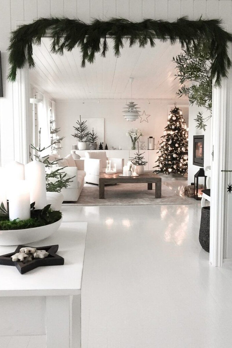 Christmas tray decor idea white frosted nordic