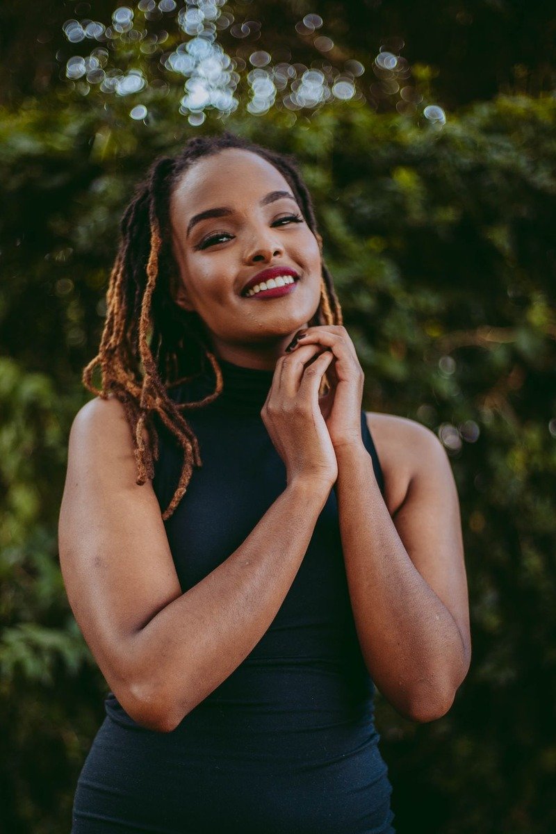 Medium locs on a Black woman