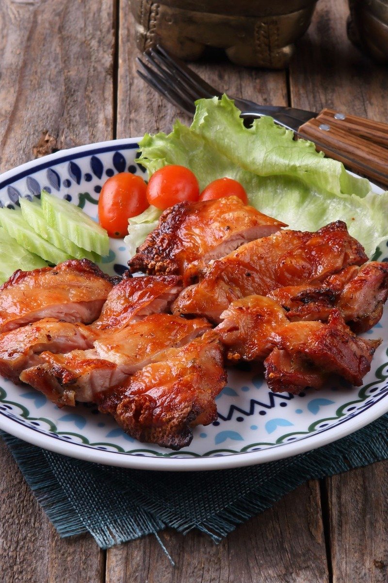 Honey garlic chicken thighs in a slow cooker