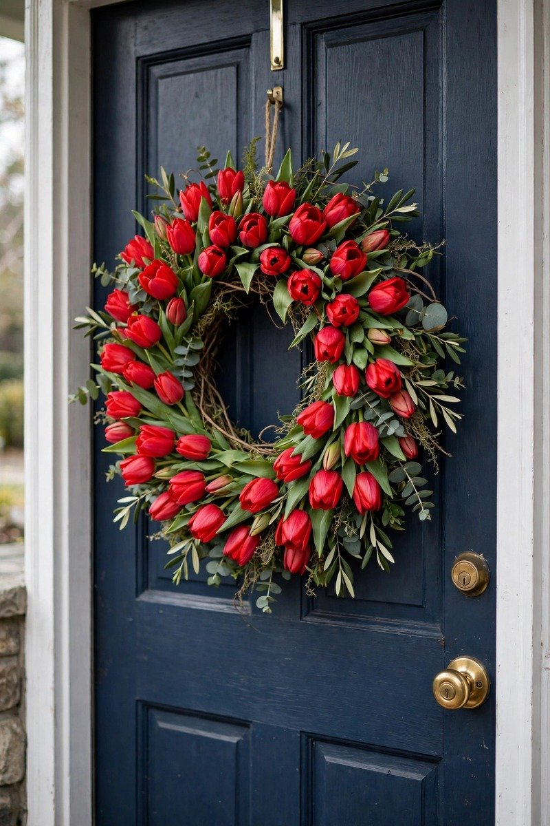 Red tulip Valentine's wreath