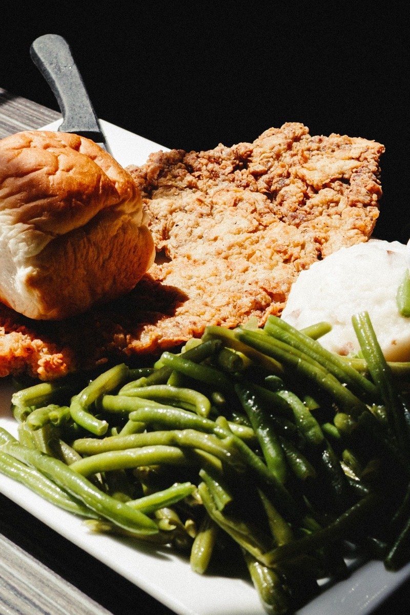 Dinner table at a Southern restaurant on a courthouse square