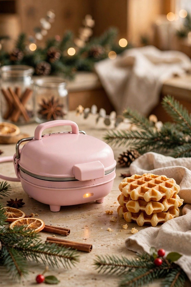 Mini waffle maker in pastel color