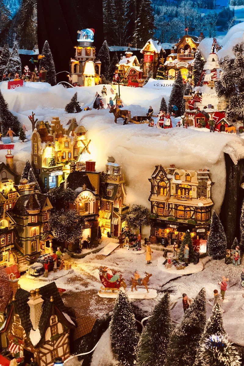 Christmas tray decor idea mini village