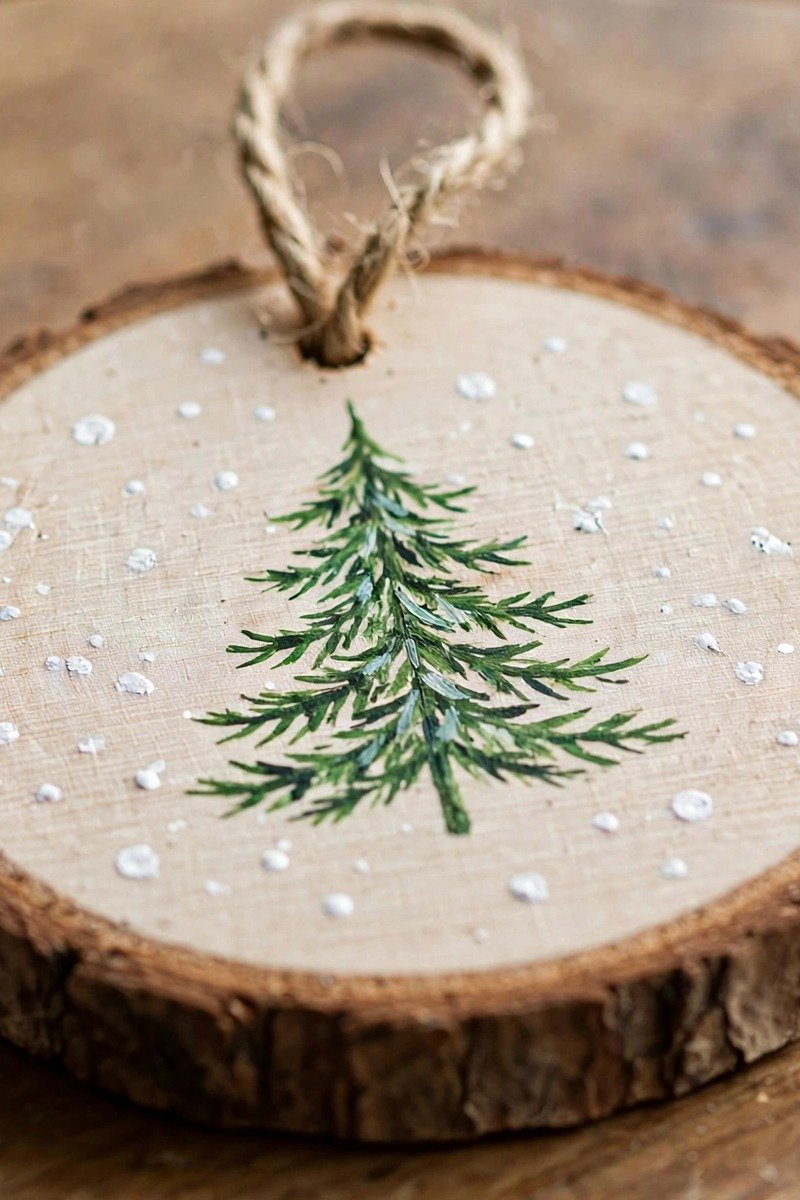 DIY Christmas ornaments idea wood slices