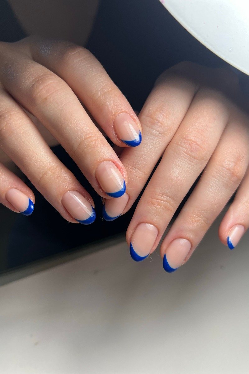 Blue french tip january nails