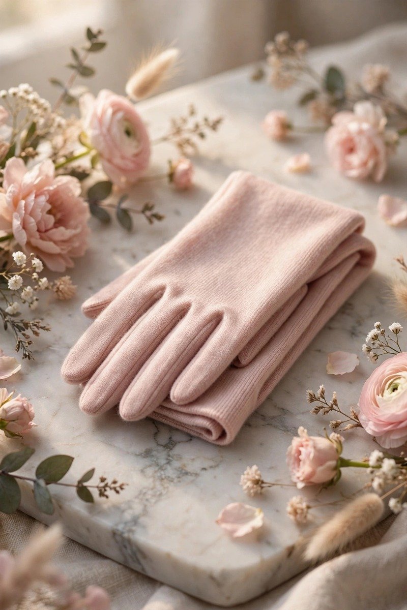 Cashmere gloves in blush pink