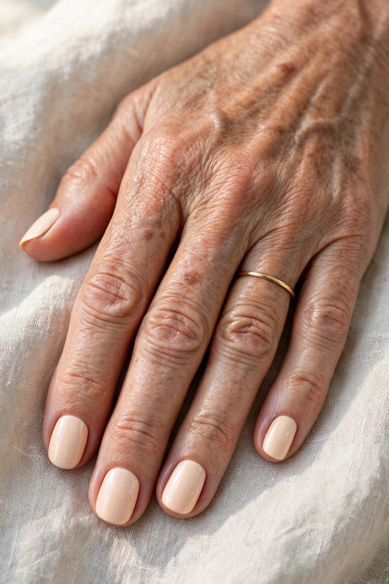Pale peach manicure