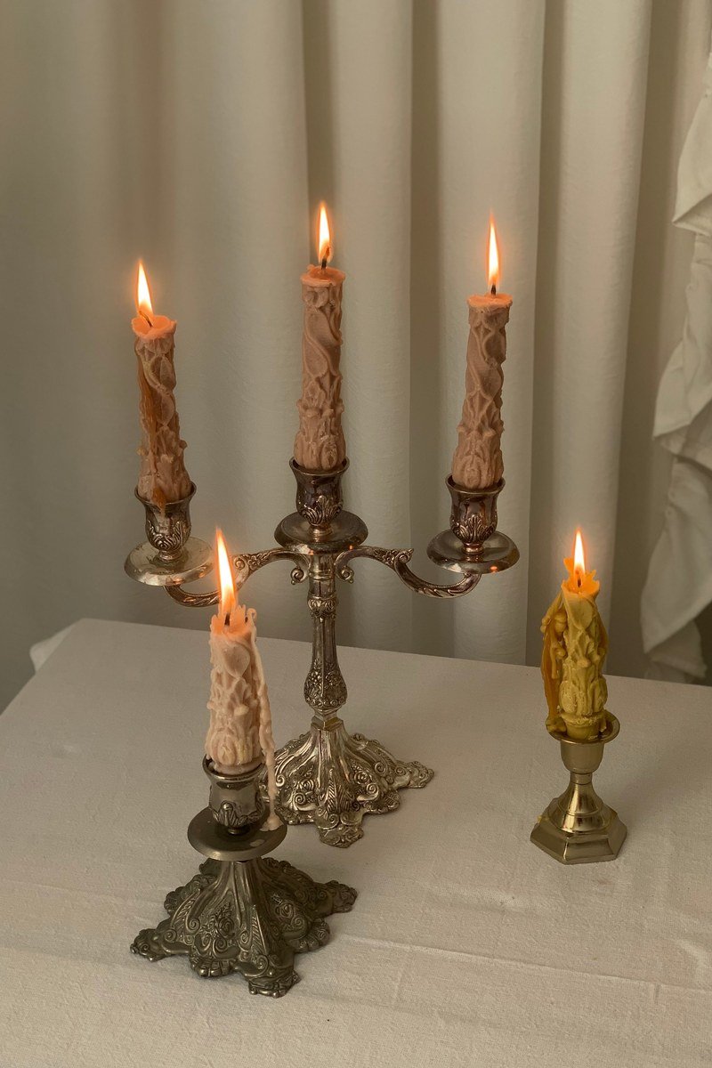 Christmas tray decor idea brass candlesticks
