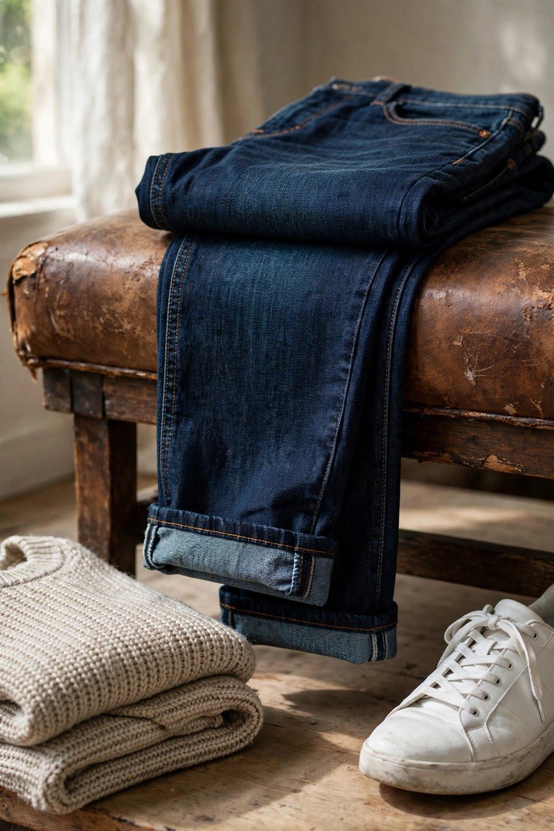 Winter capsule wardrobe idea dark jeans