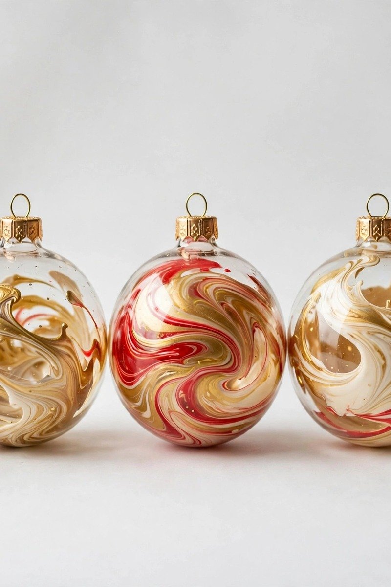 DIY Christmas ornaments idea paint swirl baubles