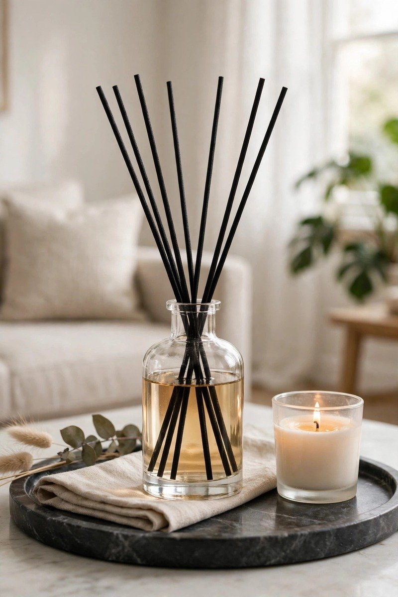 Reed diffuser with black sticks