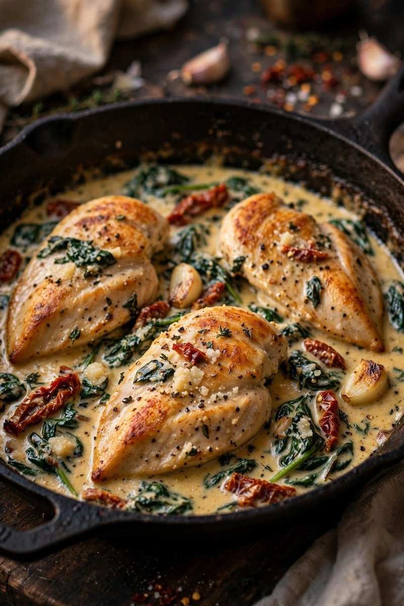 Creamy Tuscan chicken skillet