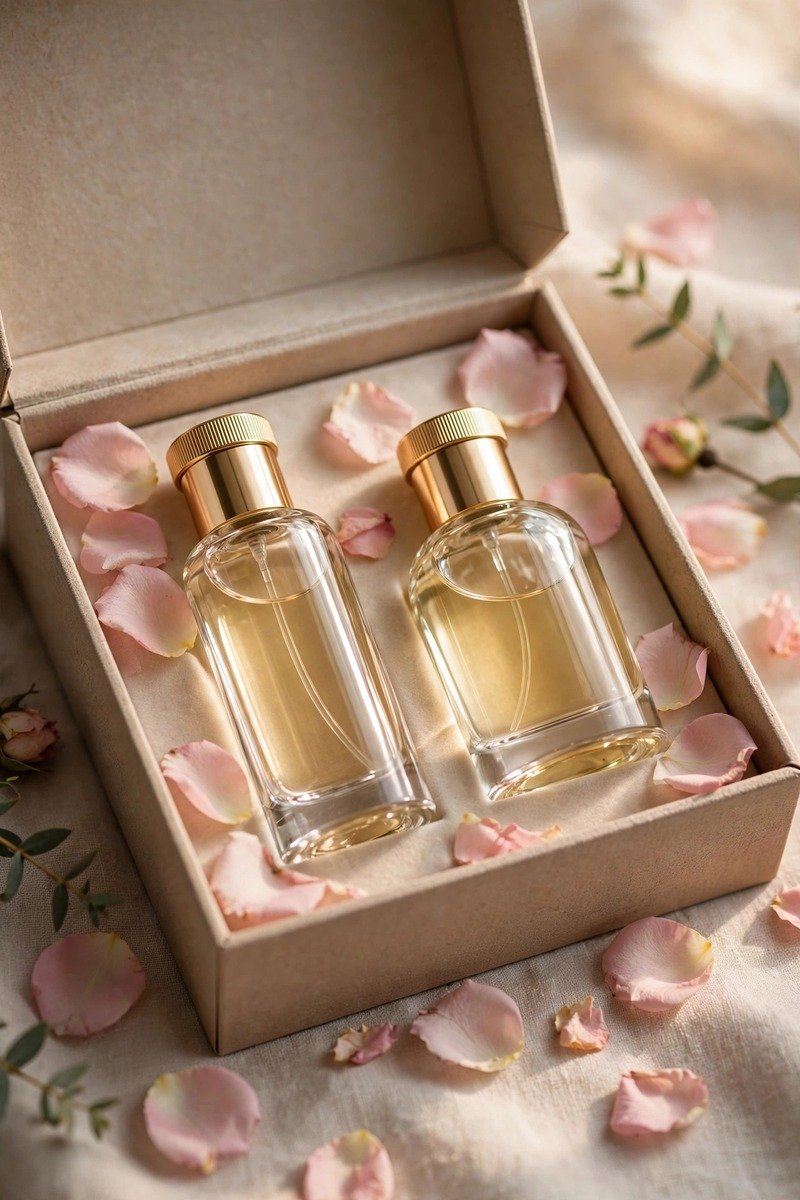 Perfume gift set, two elegant bottles