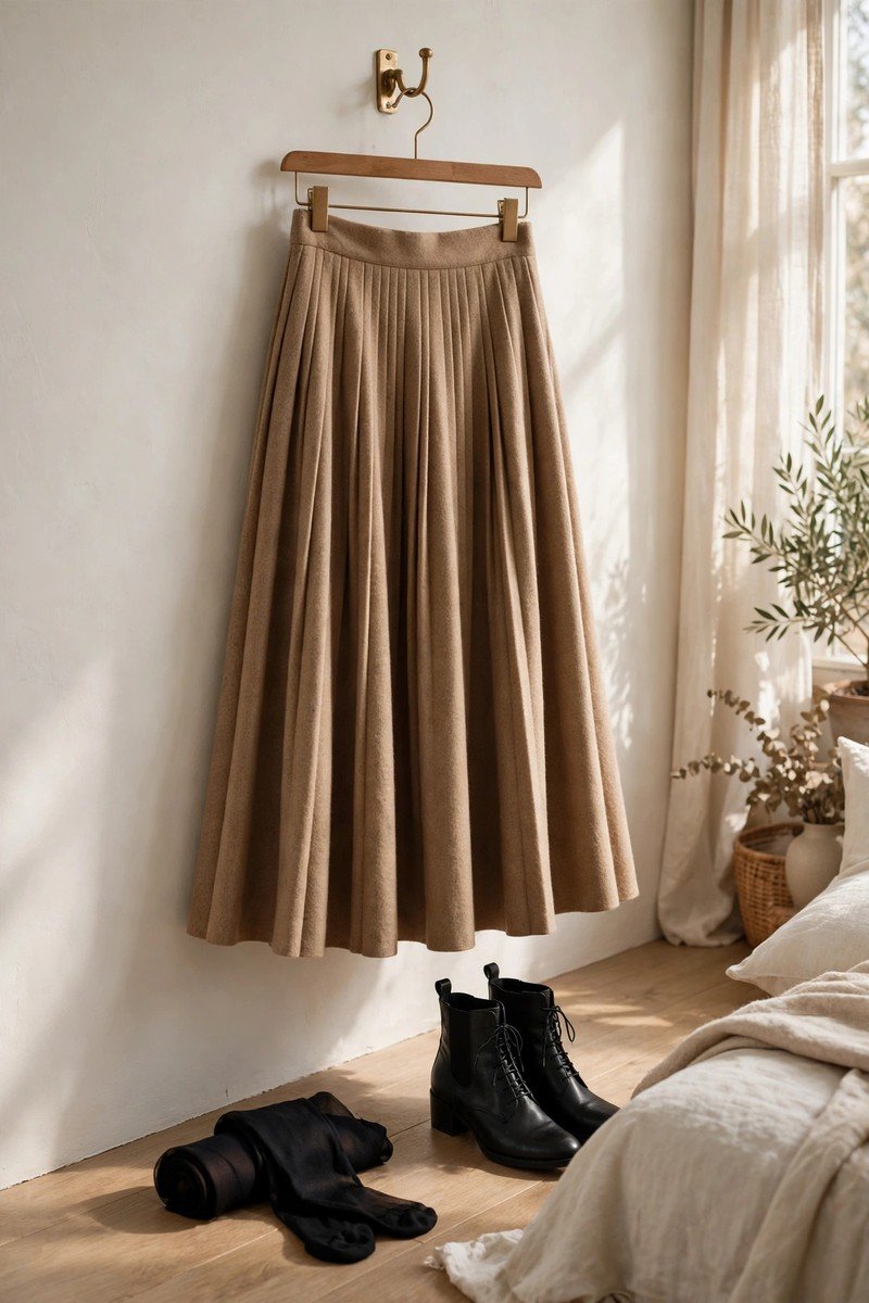 Winter capsule wardrobe idea midi skirt