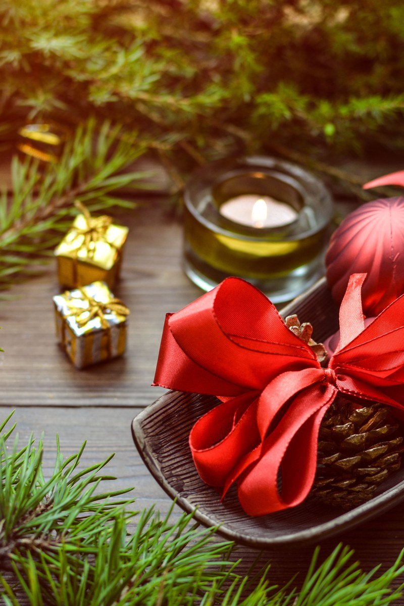 Christmas tray decor idea ornament candle tray