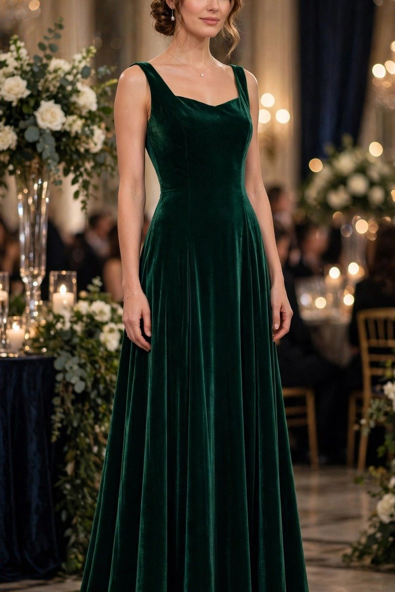Christmas party outfit floor length velvet gown