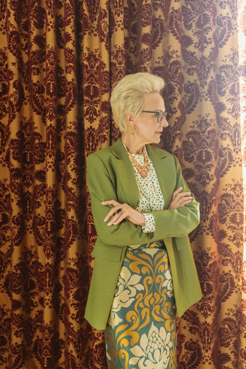 Blazer and skirt outfit for a wedding guest