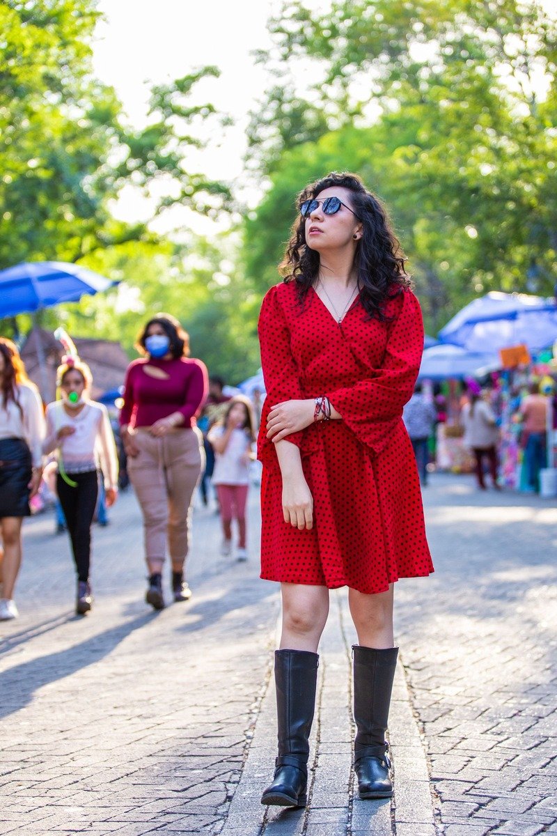 Long sleeve wrap dress with boots