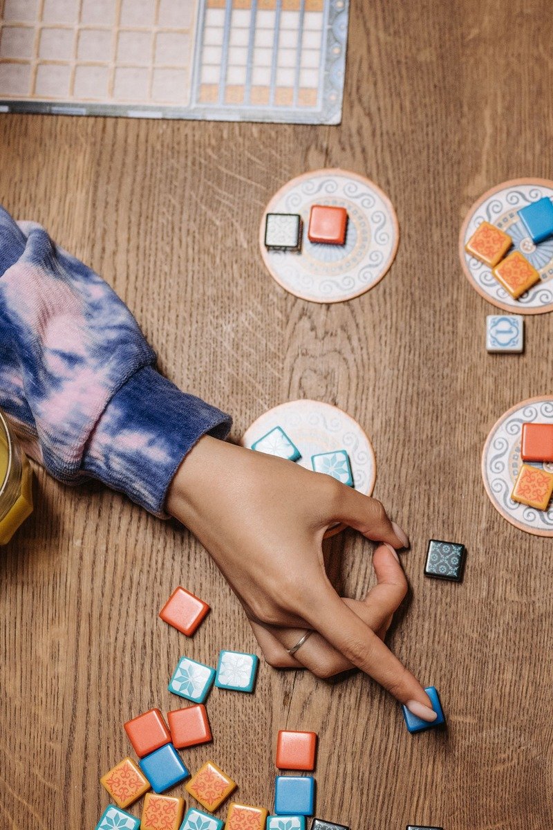 Board games on a table with drinks